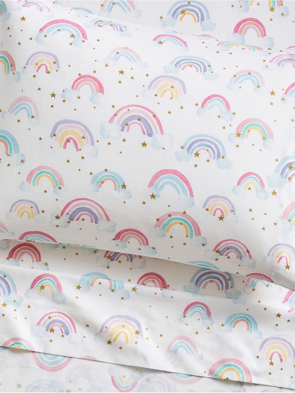 Pottery Barn Kids Pastel Rainbow Toddler Sheet Set